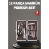 12 Parça Paslanmaz Çelik Kompakt ve Taşınabilir Manikür Makası Tırnak Makası