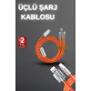 120W Hızlı Şarj Kablosu Turuncu Yüksek Güç Kapasitesi Çoklu Şarj Girişi