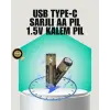 1.5v Aa Şarjlı Lityum Pil | 1000+ Kez Şarj Edilebilir | Hızlı Type-c Şarj (2 Adet)