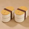 2li 1000ml Ahşap Kapaklı Lunch Box Set Bambu Diyet Yemek Kabı Saklama Kutusu Öğle Yemeği Kutusu