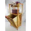 2 Organizer Raflı Ahşap Bambu Çek-Aç Kirli Sepeti