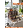 24 Adet 48 Parça 550 ml. 1200 ml. 1750 ml. Sızdırmaz Kapaklı Kare Erzak Bakliyat Saklama Kabı Seti