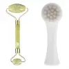 2li Set Çift Taraflı Cilt Temizleme Fırçası ve Yeşim Taşı Çift Taraflı Cilt Masaj Aleti