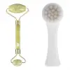 2li Set Çift Taraflı Cilt Temizleme Fırçası ve Yeşim Taşı Çift Taraflı Cilt Masaj Aleti