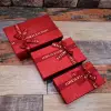 3lü Dikdörtgen Simli Kırmızı Hediye Kutusu
