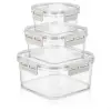 3lü Pratik Silikon Contalı Sızdırmaz Kapaklı Sağlam İstiflenebilir Saklama Kapları