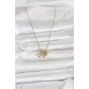316L Çelik Gold Pembe Zirkon Taşlı Charmlı Kadın Kolye