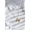 316L Çelik Gold Renk Bubble M Harf Model Kadın Kolye