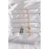 316L Çelik Gold Renk Mavi Mineli Güneş Model Tarot Kolye