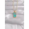 316L Çelik Gold Renk Mavi Mineli Tarot Kolye