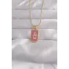 316L Çelik Gold Renk Mor Mineli El Figür Tarot Kolye