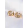 316L Çelik Gold Renk Zirkon Taşlı Minimal Model Halka Küpe