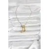 316L Çelik Gold Zirkon Taşlı Deniz Tema Charmlı Kadın Kolye