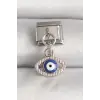 316L Çelik Gümüş Renk Nazar Boncuk Detaylı Göz Model Nomination Charm
