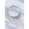 316L Çelik Gümüş Renk Zirkon Taşlı Model Charm Bileklik