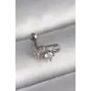316L Çelik Gümüş Renk Zirkon Taşlı Toplu İğne Tragus Piercing