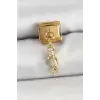 316L Çelik Sallantılı Zirkon Taşlı Çiçek Model Gold Renk Nomination Charm