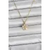 316L Çelik Zincir Gold Renk Yonca Model Kadın Kolye