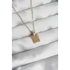 316L Çelik Zincir Gold Renk Zirkon Taşlı Aşk Mektubu Kolye
