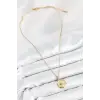 316L Çelik Zirkon Taşlı Ay Ve Güneş Model Gold Renk Kadın Kolye