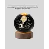 3d Astronot Kristal Küre Gece Lambası Usb Ahşap Standlı Dekoratif Işık