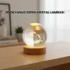 3d Yunus Desenli Kristal Küre Ahşap Tabanlı Işıklı Dekor Objesi