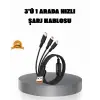 3’ü 1 Arada Şarj Kablosu Type-C iOS Android Uyumlu Hızlı ve Güvenli Şarj