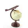 40x25 cm Pirinç Uçak Tasarımlı Dünya Küre