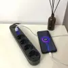 4lü Siyah Anahtarlı 3 Usb Li Akım Korumalı Topraklı Çocuk Korumalı Grup Priz 2 Metre