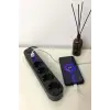 4lü Siyah Anahtarlı 3 Usb Li Akım Korumalı Topraklı Çocuk Korumalı Grup Priz 2 Metre