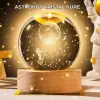 5 Cm 3d Kristal Astronot Küre Lamba – Dekoratif Led Işıklı Ahşap Stand