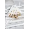 6 Çift Kadın Küpe Seti Gold Renk