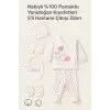 Nakışlı %100 Pamuk 5’li Bebek Hastane Çıkışı Seti | Tavşan Desenli Yenidoğan Zıbın Takımı