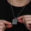 925 Ayar Gümüş Kare İçi Açılabilen Muskalık Gümüş Kolye (T6004) (336336)