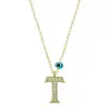 925 Ayar Gümüş Nazar Gold T Harfi Kadın Gümüş Kolye (T6797) (336336)