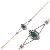 925 Ayar Gümüş Rose Mat Yeşil Taşlı Otantik Bileklik (BR0460468) (336336)