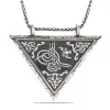 925 Ayar Gümüş Üçgen İçi Açılabilen Tuğra Muskalık Gümüş Kolye (T6014) (336336)
