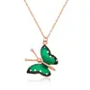 925 Ayar Gümüş Yeşil Kelebek Kolye (T3837) (336336)