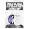 Akıllı Saat Gümüş Kasa Bluetooth Kulaklık Hediyeli Çok Fonksiyonlu İkili Set