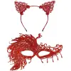 Alevin Zarafeti Kırmızı Dantel Maske ve Taç Seti 4 No – Kadın Kostüm Tamamlayıcı