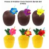 Ananas & Hindistan Cevizi Tasarımlı Pipetli Bardak Seti (6 Adet)