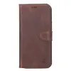Apple iPhone 12 Pro Max Uyumlu Deri Cüzdanlı Kılıf Antik Kahve