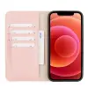 Apple iPhone 12 Pro Max Uyumlu Deri Cüzdanlı Kılıf NU2 Pembe