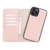 Apple iPhone 12 Pro Max Uyumlu Deri Cüzdanlı Kılıf NU2 Pembe