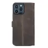 Apple iPhone 13 Pro Max Uyumlu Deri Cüzdanlı Kılıf Acı Kahve
