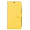 Apple iPhone 13 Pro Max Uyumlu Deri Cüzdanlı Kılıf FL12 Sarı