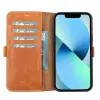 Apple iPhone 13 Pro Max Uyumlu Deri Cüzdanlı Kılıf Karamel
