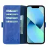 Apple iPhone 13 Pro Max Uyumlu Deri Cüzdanlı Kılıf Okyanus Mavi