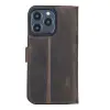 Apple iPhone 13 Pro Uyumlu Deri Cüzdanlı Kılıf Acı Kahve