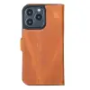 Apple iPhone 13 Pro Uyumlu Deri Cüzdanlı Kılıf Karamel